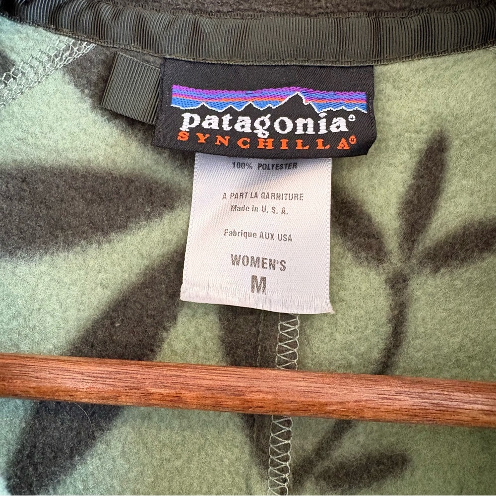 Vintage Patagonia Synchilla Green Floral Leaf Fleece Vest Medium Made in‎ USA - Picture 4 of 7